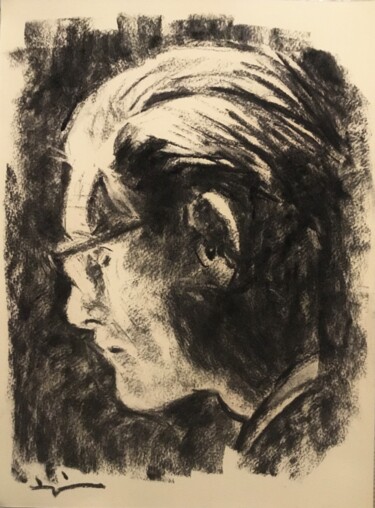 Drawing titled "Bill Evans" by Dominique Dève, Original Artwork, Charcoal