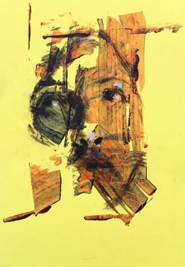 Painting titled "Yellow Left" by Dominique Dève, Original Artwork, Acrylic