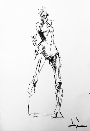 Drawing titled "Study #1 (inspired…" by Dominique Dève, Original Artwork, Charcoal