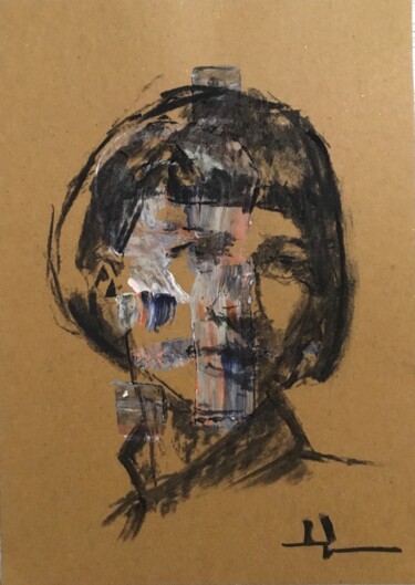 Dessin intitulée "Un Portrait d’Anna…" par Dominique Dève, Œuvre d'art originale, Fusain