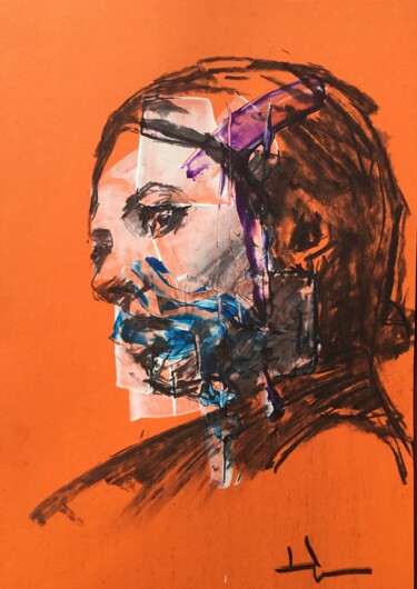 Peinture intitulée "Korngold Study #3" par Dominique Dève, Œuvre d'art originale, Fusain