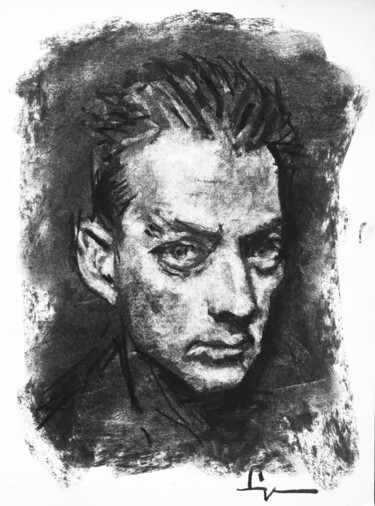Desenho intitulada "Hommage à Paul Aust…" por Dominique Dève, Obras de arte originais, Carvão