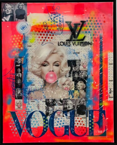 Painting titled "Marilyn" by Dominique Doerr, Original Artwork, Spray paint Mounted on Wood Stretcher frame