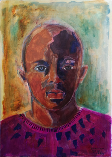 Painting titled "Amadou" by Dominique Drujon, Original Artwork, Acrylic Mounted on Wood Stretcher frame