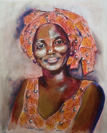 Painting titled "Couleurs Sénégal" by Dominique Drujon, Original Artwork, Acrylic Mounted on Wood Stretcher frame