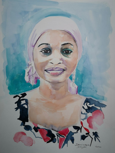 Painting titled "Awa" by Dominique Drujon, Original Artwork, Watercolor