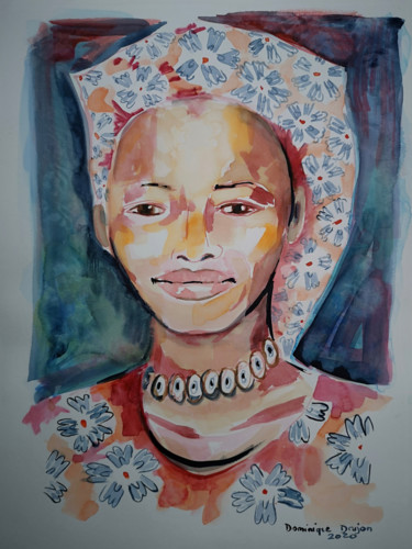 Painting titled "bonté" by Dominique Drujon, Original Artwork, Watercolor