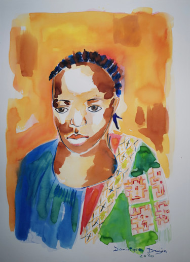 Peinture intitulée "femme enfant" par Dominique Drujon, Œuvre d'art originale, Encre
