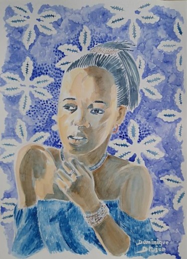 Peinture intitulée "Bleue" par Dominique Drujon, Œuvre d'art originale, Aquarelle