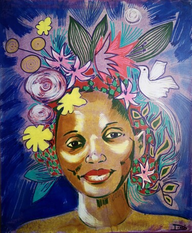 Peinture intitulée "Fleurs" par Dominique Drujon, Œuvre d'art originale, Acrylique Monté sur Châssis en bois