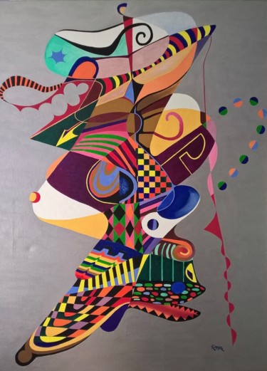 Картина под названием "Le Mexicain au lasso" - Dominique Frampier, Подлинное произведение искусства, Масло