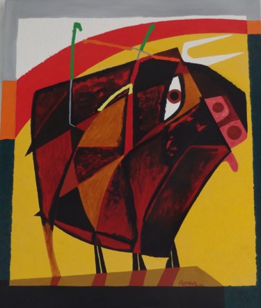 Schilderij getiteld "Taurus Corridrame" door Dominique Frampier, Origineel Kunstwerk, Olie