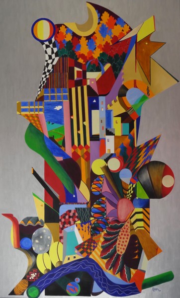 Painting titled "Structuration moléc…" by Dominique Frampier, Original Artwork, Oil