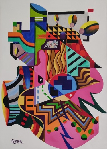 Картина под названием "Mister Pig pour car…" - Dominique Frampier, Подлинное произведение искусства, Масло