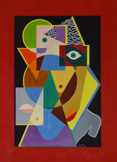 Pintura intitulada "Vénus Domino" por Dominique Frampier, Obras de arte originais, Óleo