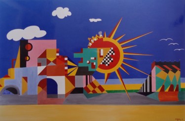 Картина под названием "Station balnéaire C…" - Dominique Frampier, Подлинное произведение искусства, Акрил