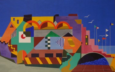 Peinture intitulée "Station balnéaire II" par Dominique Frampier, Œuvre d'art originale, Acrylique