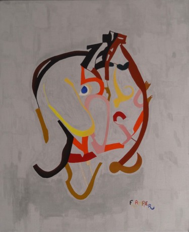 Peinture intitulée "Duo argenté" par Dominique Frampier, Œuvre d'art originale, Huile