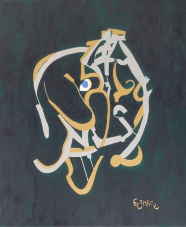 Картина под названием "Duo vert" - Dominique Frampier, Подлинное произведение искусства, Масло