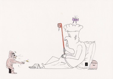 Zeichnungen mit dem Titel "Monnaie de singe" von Dominique Frampier, Original-Kunstwerk, Bleistift