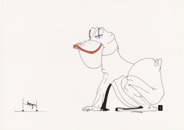 Dessin intitulée "Le sautoir" par Dominique Frampier, Œuvre d'art originale, Crayon