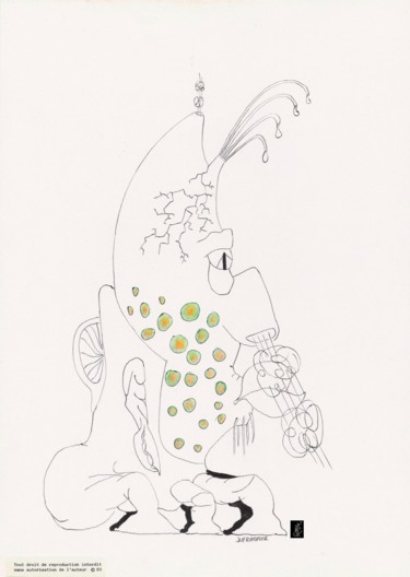 Рисунок под названием "N 30" - Dominique Frampier, Подлинное произведение искусства, Шариковая ручка