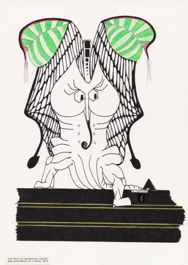Dessin intitulée "N 34" par Dominique Frampier, Œuvre d'art originale, Crayon