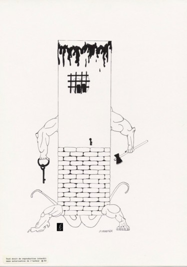 Dessin intitulée "N 36" par Dominique Frampier, Œuvre d'art originale, Stylo à bille