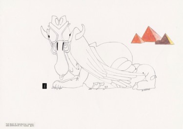 Tekening getiteld "Archéoguiptus" door Dominique Frampier, Origineel Kunstwerk, Potlood