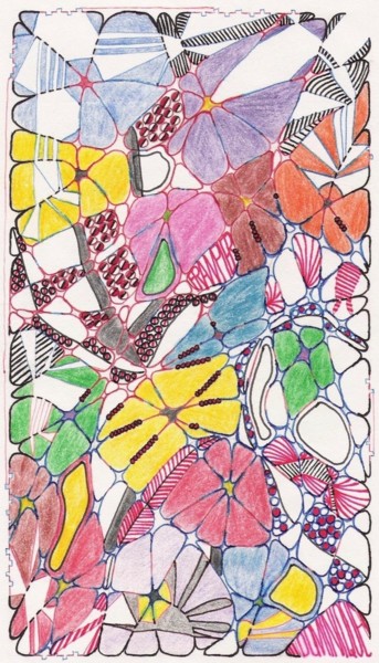 图画 标题为“Florale” 由Dominique Frampier, 原创艺术品, 铅笔