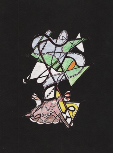 Dessin intitulée "Miss Incognito" par Dominique Frampier, Œuvre d'art originale, Crayon