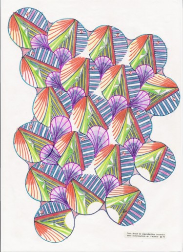 Dessin intitulée "les globules" par Dominique Frampier, Œuvre d'art originale, Crayon