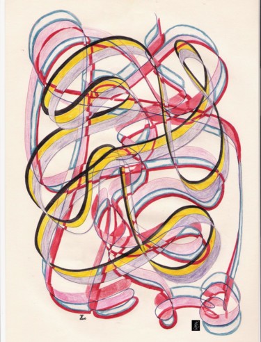 Dessin intitulée "La guirlande" par Dominique Frampier, Œuvre d'art originale, Crayon