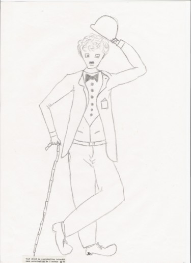 Drawing titled "Charlot" by Dominique Frampier, Original Artwork, Pencil