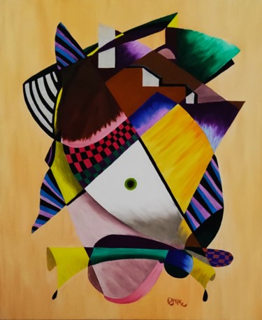 Painting titled "Le mystérieux Samou…" by Dominique Frampier, Original Artwork, Oil Mounted on Wood Stretcher frame