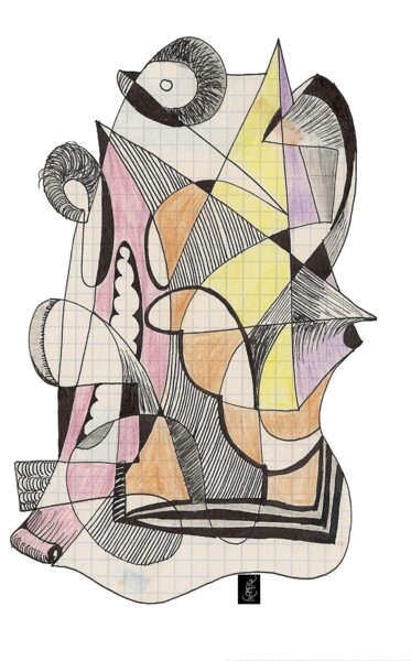 Dessin intitulée "POUSSINET 241" par Dominique Frampier, Œuvre d'art originale, Crayon
