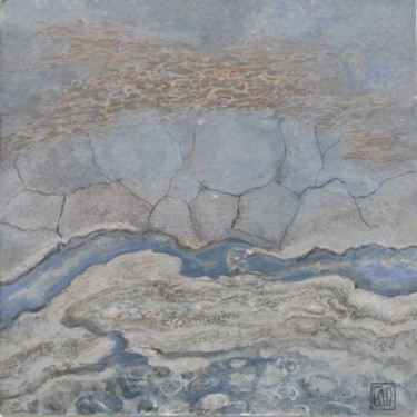Painting titled "fragment de monde n…" by Dominique Gais, Original Artwork, Ink Mounted on Metal