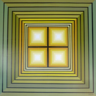 Painting titled "Illusion Optique N°…" by Dominique Galietti, Original Artwork, Acrylic Mounted on Wood Stretcher frame