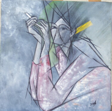 Peinture intitulée "fumeuse-huile-sur-t…" par Dominique Gascoin, Œuvre d'art originale, Huile