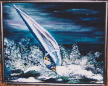 Painting titled "quand-la-vague-te-p…" by Dominique Gascoin, Original Artwork, Oil