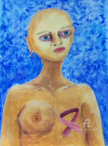 Painting titled "Ruban rose" by Dominique Gobelin Mansour, Original Artwork, Acrylic