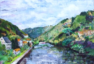 Malerei mit dem Titel "Dordogne" von Dominique Gobelin Mansour, Original-Kunstwerk, Acryl