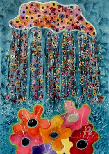 Painting titled "Comment naissent le…" by Dominique Gobelin Mansour, Original Artwork, Acrylic