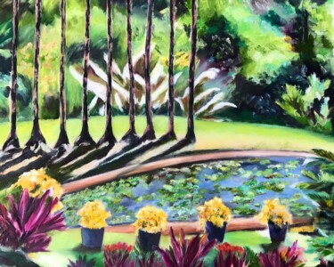 Картина под названием "Le jardin de Balata" - Dominique Gobelin Mansour, Подлинное произведение искусства, Масло