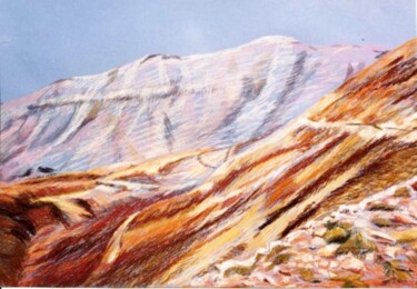 Drawing titled "montagne libanaise" by Dominique Gobelin Mansour, Original Artwork, Pastel