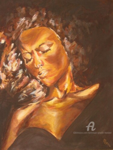 Painting titled "tristesse" by Dominique Gobelin Mansour, Original Artwork, Oil