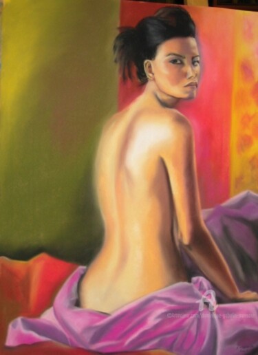 Drawing titled "nue" by Dominique Gobelin Mansour, Original Artwork, Pastel