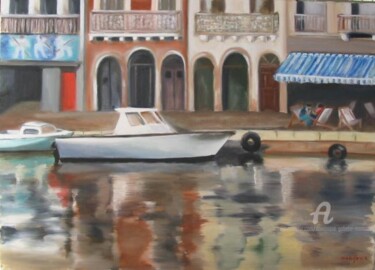 Peinture intitulée "Reflets sur le cana…" par Dominique Gobelin Mansour, Œuvre d'art originale, Huile