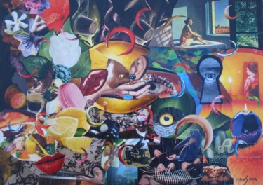 Collages intitulée "les 5 sens" par Dominique Gobelin Mansour, Œuvre d'art originale, Collages