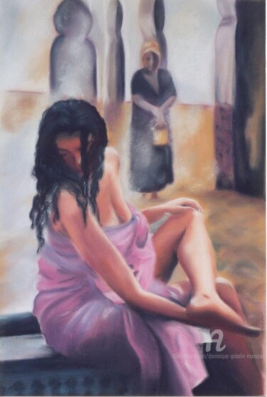 Drawing titled "hammam 3" by Dominique Gobelin Mansour, Original Artwork, Pastel